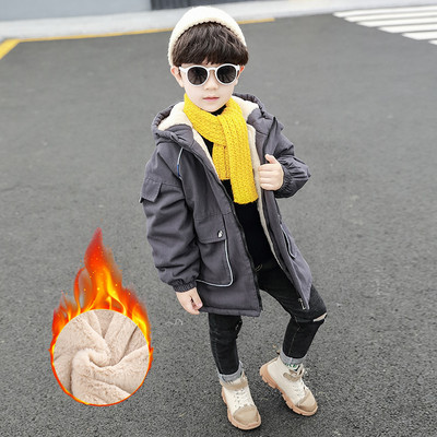 Igapäevane kapuutsiga ja sooja voodriga laste jope poistele