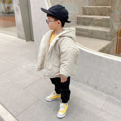 Kapuutsi ja nööpidega laste jope poistele - pehme vooder