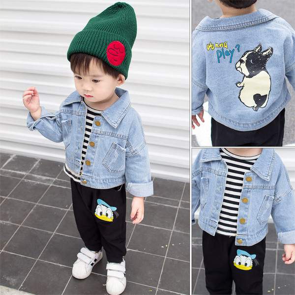 Дънково детско яке за момчета с апликация