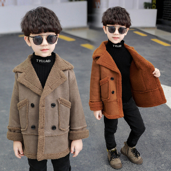 Παιδικό παλτό κατάλληλο για αγόρια με ζεστή φόδρα και κουμπιά