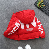 Lastele kirjade ja kapuutsiga vabaaja jope poistele