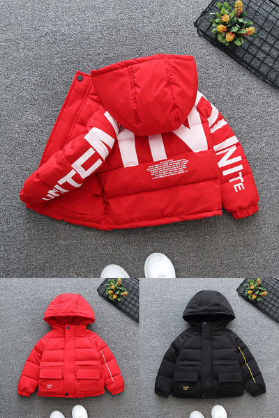 Lastele kirjade ja kapuutsiga vabaaja jope poistele