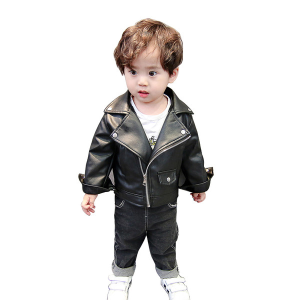 Moderna kožna jakna za dječake sa crnim patentnim zatvaračem