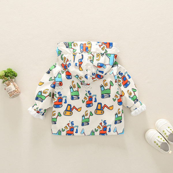 Παιδικό χρωματιστό μπουφάν για αγόρια με κουκούλα και φερμουάρ