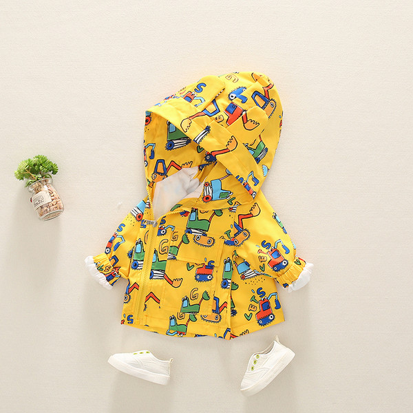 Παιδικό χρωματιστό μπουφάν για αγόρια με κουκούλα και φερμουάρ