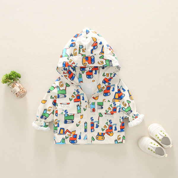 Παιδικό χρωματιστό μπουφάν για αγόρια με κουκούλα και φερμουάρ