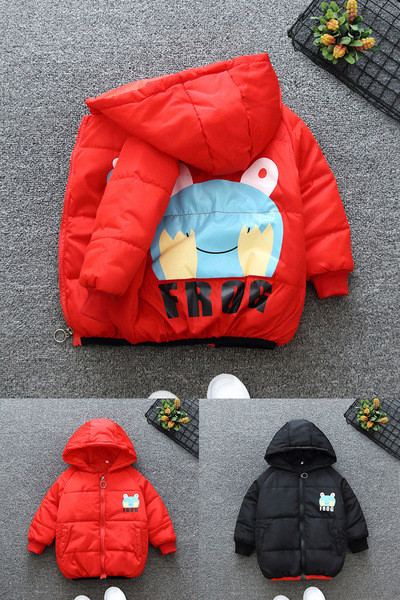 Aplikatsiooni ja kapuutsiga laste jope poistele ja tüdrukutele