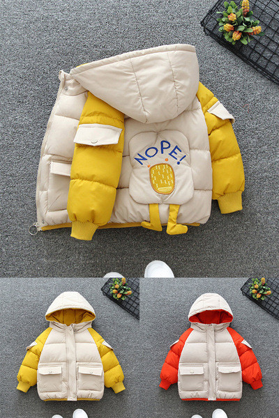 Poistele 3D elemendi ja taskutega laste jope poistele