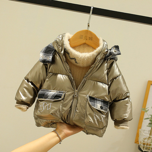 Dječja jakna s patentnim zatvaračem i kariranom kapuljačom - za dječake