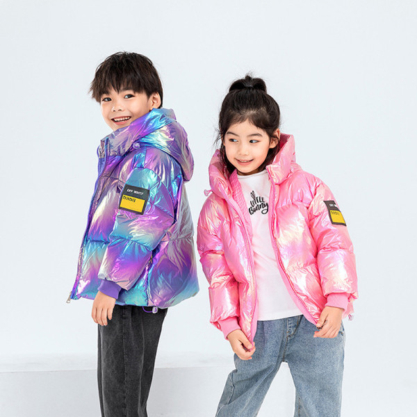 Dječja sjajna zimska jakna s kapuljačom za dječake i djevojčice
