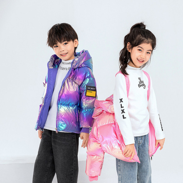 Dječja sjajna zimska jakna s kapuljačom za dječake i djevojčice