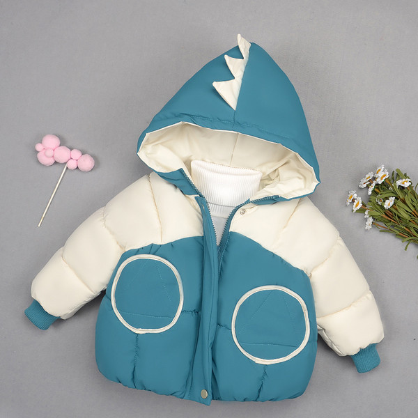 Παιδικό χειμερινό μπουφάν με κουκούλα και τρισδιάστατο στοιχείο - για αγόρια