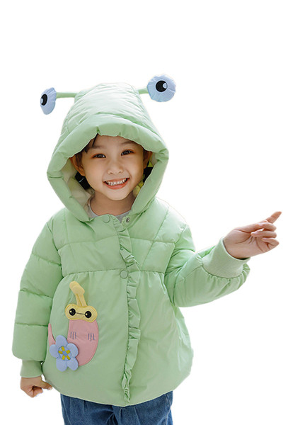 Moderna bērnu ziemas jaka meitenēm ar mīkstu oderi un 3D elementu