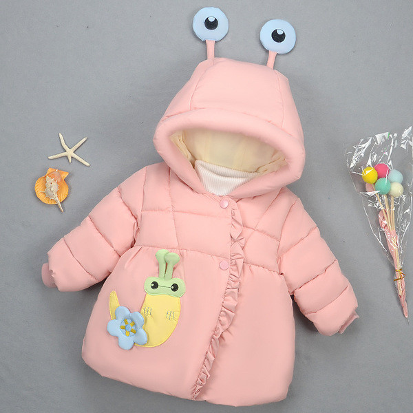 Moderna bērnu ziemas jaka meitenēm ar mīkstu oderi un 3D elementu