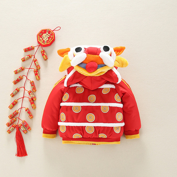 Punase ja 3D elemendiga laste jope poistele