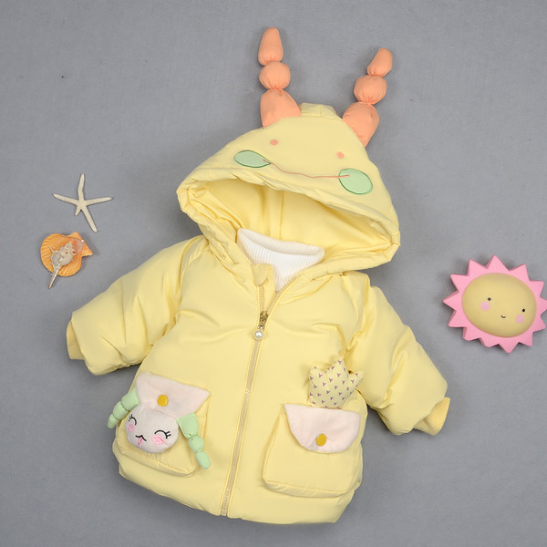 Παιδικό χειμερινό μπουφάν με τρισδιάστατο στοιχείο στην κουκούλα - για κορίτσια