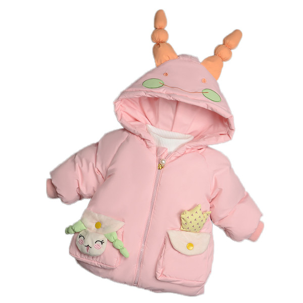 Παιδικό χειμερινό μπουφάν με τρισδιάστατο στοιχείο στην κουκούλα - για κορίτσια