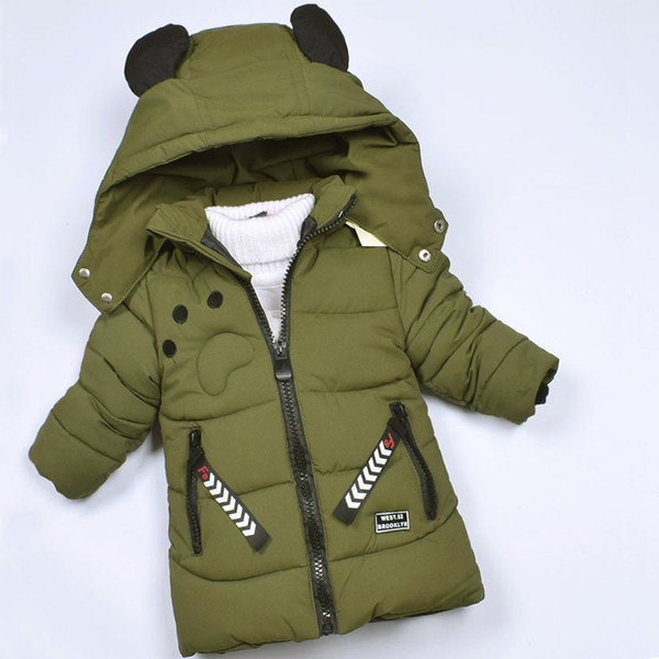 Dječja zimska duga jakna s kapuljačom za dječake