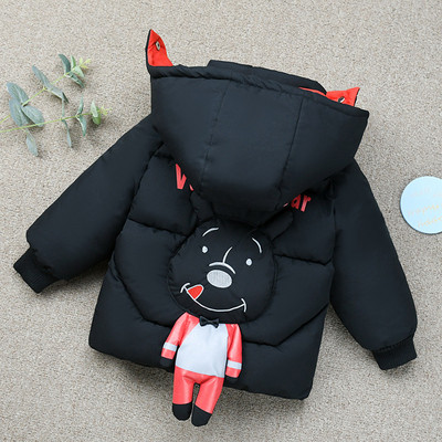 Νέο μοντέλο παιδικό χειμερινό μπουφάν για αγόρια με τρισδιάστατο στοιχείο στην κουκούλα