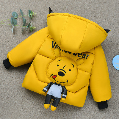 Νέο μοντέλο παιδικό χειμερινό μπουφάν για αγόρια με τρισδιάστατο στοιχείο στην κουκούλα