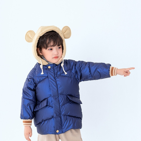 Νέο μοντέλο παιδικό χειμερινό μπουφάν για αγόρια με τρισδιάστατο στοιχείο στην κουκούλα