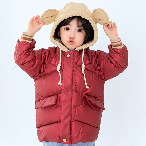 Νέο μοντέλο παιδικό χειμερινό μπουφάν για αγόρια με τρισδιάστατο στοιχείο στην κουκούλα