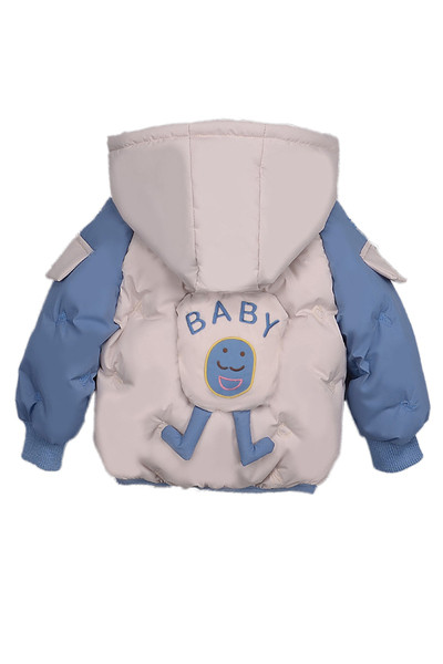 Uus mudel kapuutsiga ja aplikatsiooniga laste jope seljal