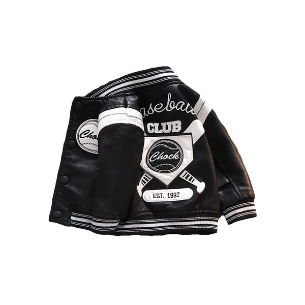 Kožna dječja jakna s vezom i gumbima za dječake