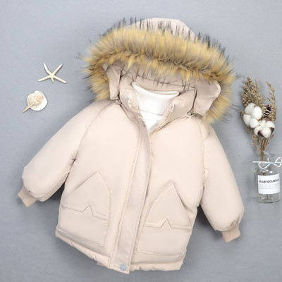 Παιδικό χειμερινό μπουφάν με γούνα στην κουκούλα