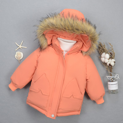 Παιδικό χειμερινό μπουφάν με γούνα στην κουκούλα