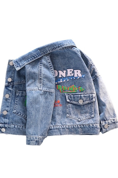 Tikandi ja nööpidega laste teksajakk poistele