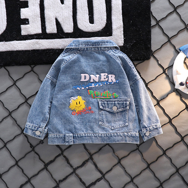 Tikandi ja nööpidega laste teksajakk poistele