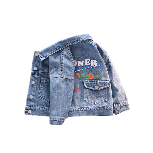 Tikandi ja nööpidega laste teksajakk poistele