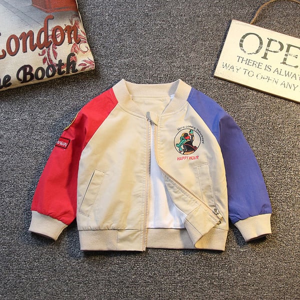 Φθινοπωρινό  παιδικό μπουφάν για αγόρια με χρωματιστά μανίκια