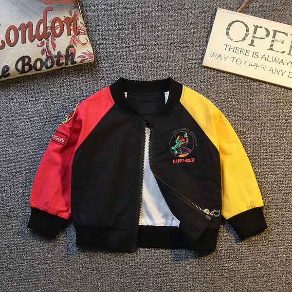 Φθινοπωρινό  παιδικό μπουφάν για αγόρια με χρωματιστά μανίκια