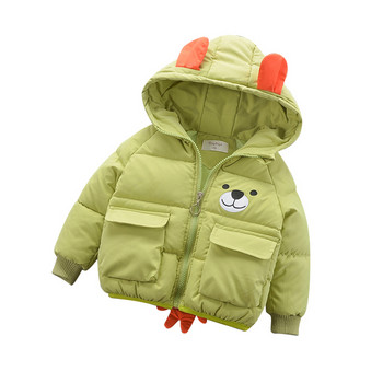Χειμερινό παιδικό μπουφάν για αγόρια με κουκούλα και τρισδιάστατο στοιχείο