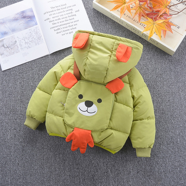 Χειμερινό παιδικό μπουφάν για αγόρια με κουκούλα και τρισδιάστατο στοιχείο