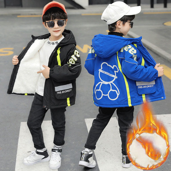 Παιδικό καθημερινό μπουφάν με ζεστή επένδυση και απλικέ για αγόρια