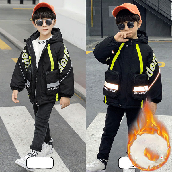 Παιδικό καθημερινό μπουφάν με ζεστή επένδυση και απλικέ για αγόρια