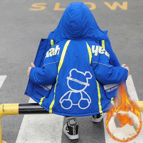 Παιδικό καθημερινό μπουφάν με ζεστή επένδυση και απλικέ για αγόρια