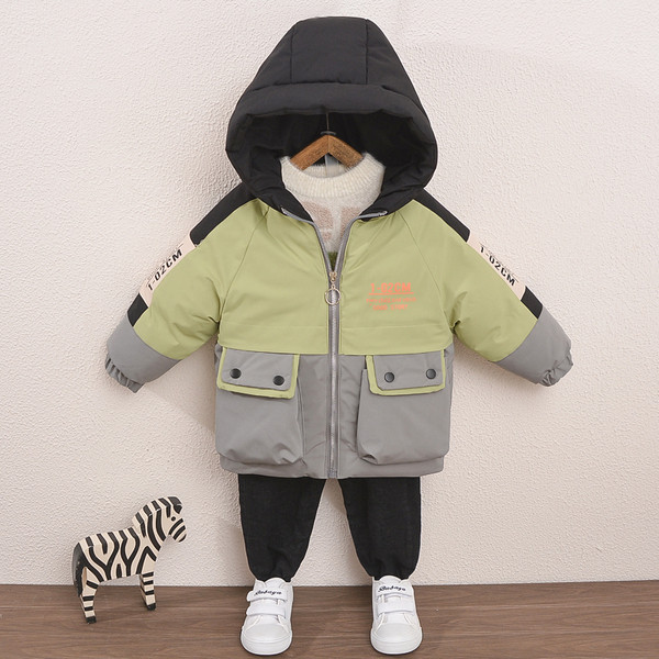 Χειμερινό παιδικό μπουφάν με κουκούλα και τσέπες - για αγόρια