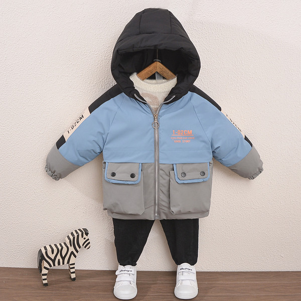 Χειμερινό παιδικό μπουφάν με κουκούλα και τσέπες - για αγόρια