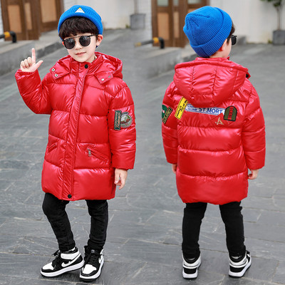 Παιδικό μακρύ μπουφάν με κουκούλα και φερμουάρ για αγόρια