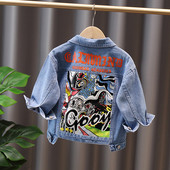 Moderna dječja traper jakna s aplikacijom i gumbima za dječake