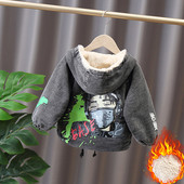 Παιδικό τζιν μπουφάν με απλικέ και κουκούλα για αγόρια