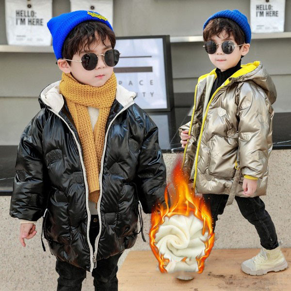 Kapuutsiga ja sooja voodriga laste talvejope poistele