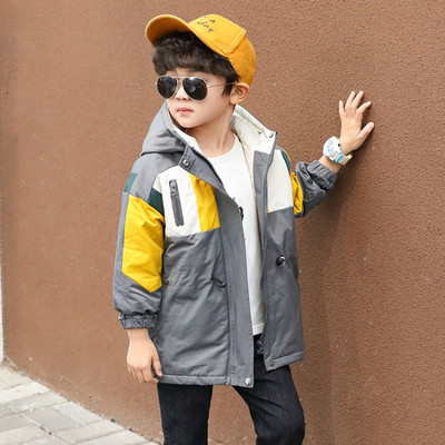 Μοντέρνο παιδικό μπουφάν με κορδόνια και κουκούλα για αγόρια