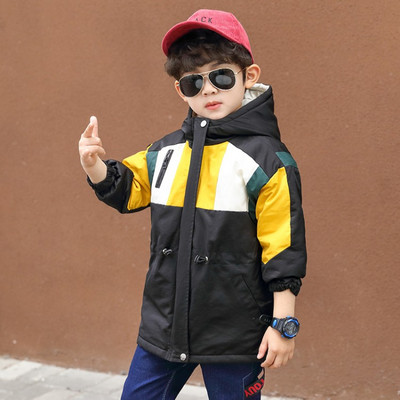 Μοντέρνο παιδικό μπουφάν με κορδόνια και κουκούλα για αγόρια