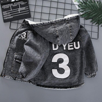 Dječja traper jakna s mekom postavom i natpisima