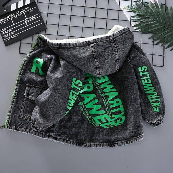 Dječja traper jakna s mekom postavom i natpisima